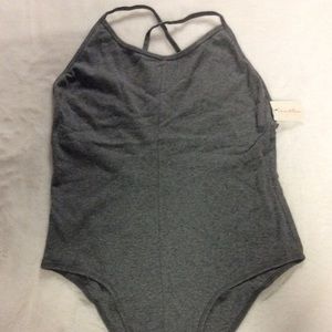 Lemon & Bloom Heather Grey Ribbed Bodysuit